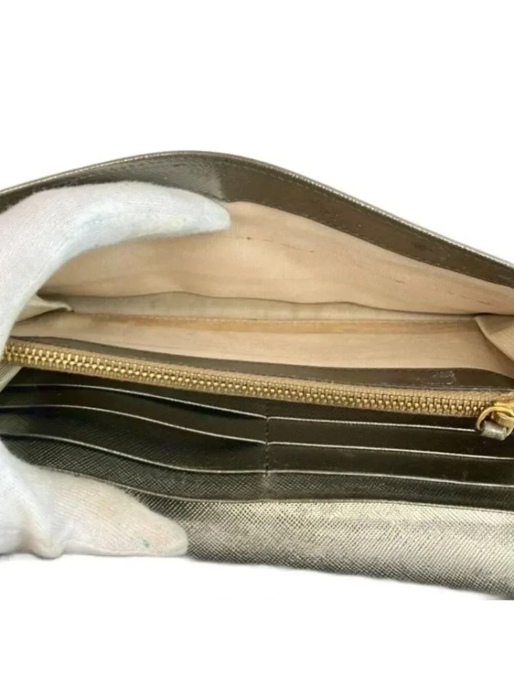 Prada Wallet Bifold Saffiano Leather Gray